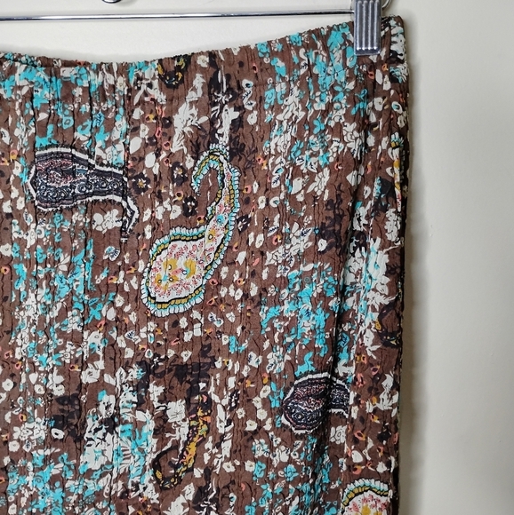 Cocoon Bay 2pc Set M Paisley Crinkle Top & Asym Midi Skirt Boho Lagenlook - Picture 8 of 10